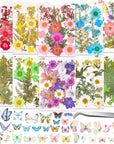 120 PCS Dried Flowers for Resin Molds, Natural Pressed Flowers Leaves Herbs Kit with Tweezers for DIY Art Crafts, Candle,Jewelry Making, Scrapbook Embellishment, Nail, Silicone Molds, Floral Decors