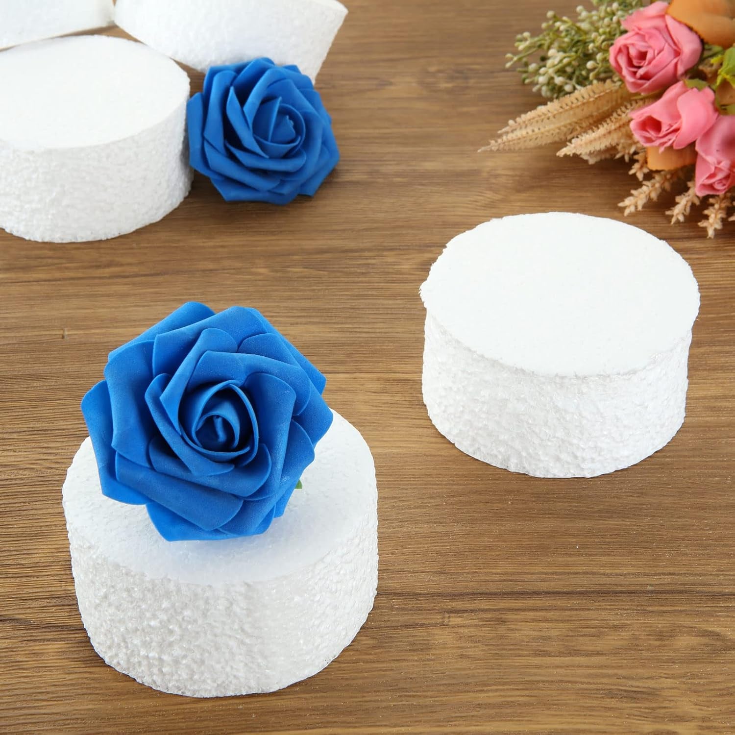 18 Pack 3.9 Inch Foam Circles for Crafts (2”Thick) round Foam Disc Craft Foam Circle for DIY Art Projects (White)