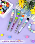 150PCS  Silicone Beads, 30 Colors 15Mm Silicone Beads Bulk for Keychain Making,Focal Beads Rubber round Bulk Beads Mixed Color Silicone Beads for DIY Crafts Making