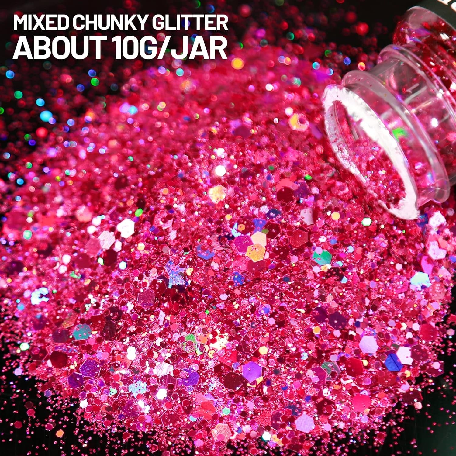 Holographic Chunky Glitter, 15 Colors Glitter, Craft Glitter for Resin, Nail Glitter, Festival Cosmetic Hair Face Body Glitter, Glitter Flakes Sequins for Epoxy Resin Tumbler DIY Arts Crafts
