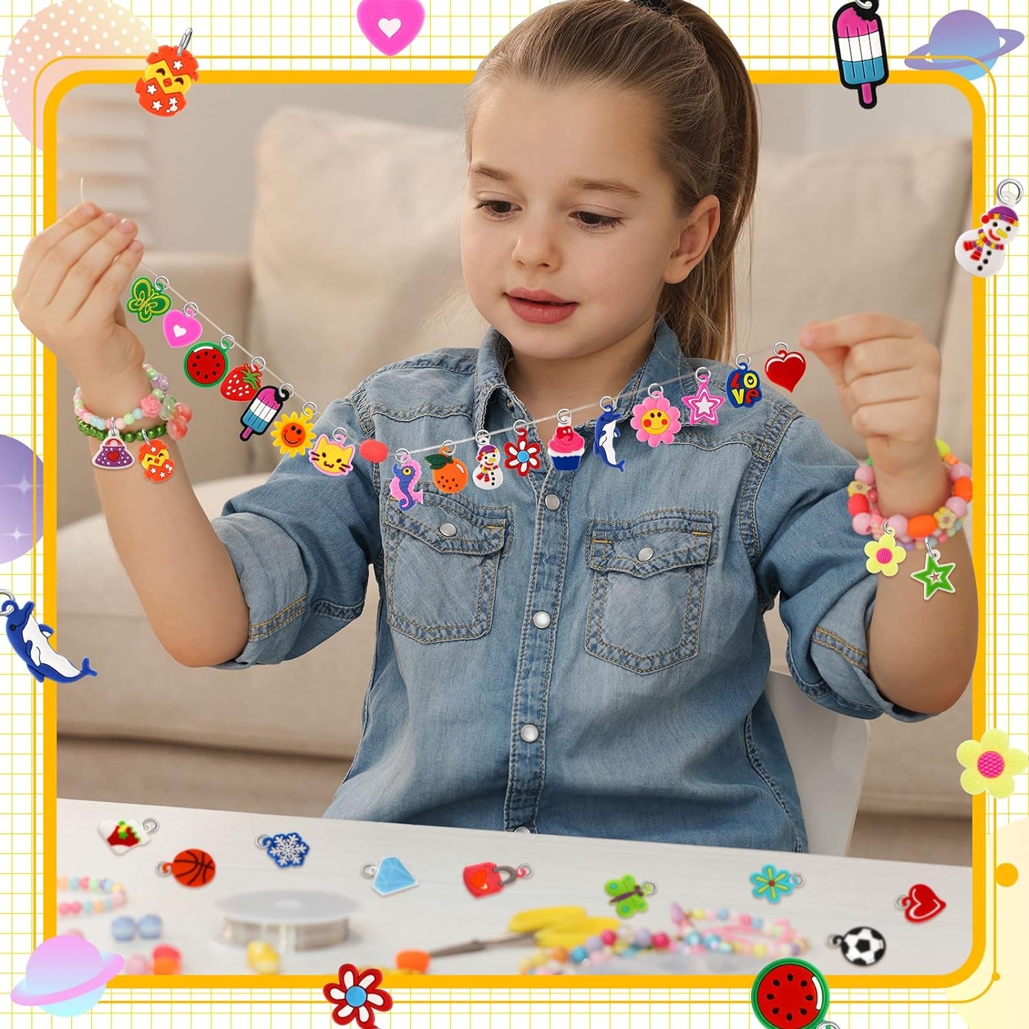 210 Pcs Silicone Bracelet Charms Rubber Bracelet Charms Small Bracelets Pendants Loom Pals Charms Loom Rubber Bands Making Kit for Jewelry Necklace DIY Charm Bracelets, 30 Styles