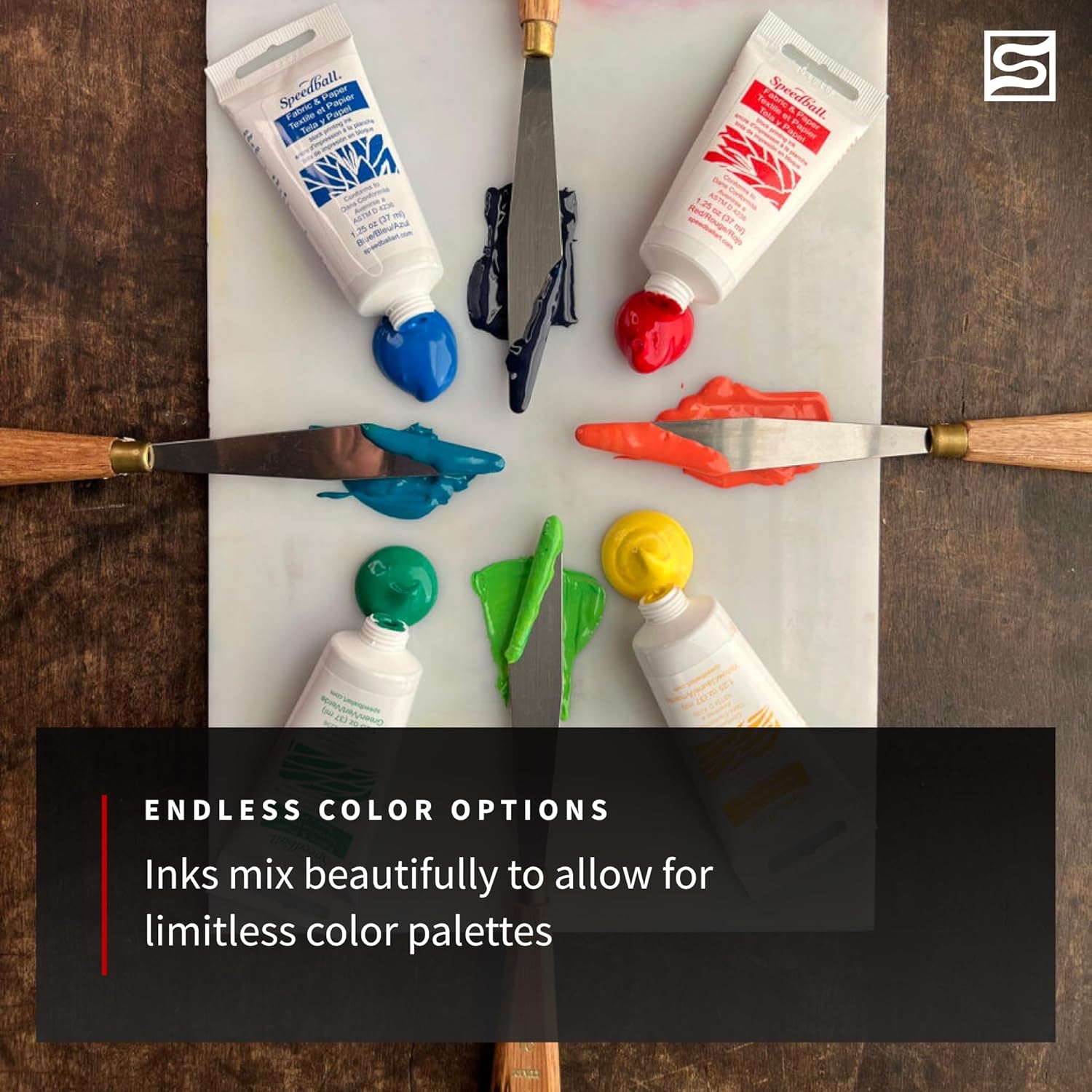 Fabric &amp; Paper Block Printing Ink 6-Color Set, 1.25-Ounce X 6