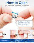 12 Sets Button Pins for Loose Jeans, No Sew and No Tools Instant Replacement Snap Tack Pant Button,  Reusable and Adjustable Metal Pants Button Tightener
