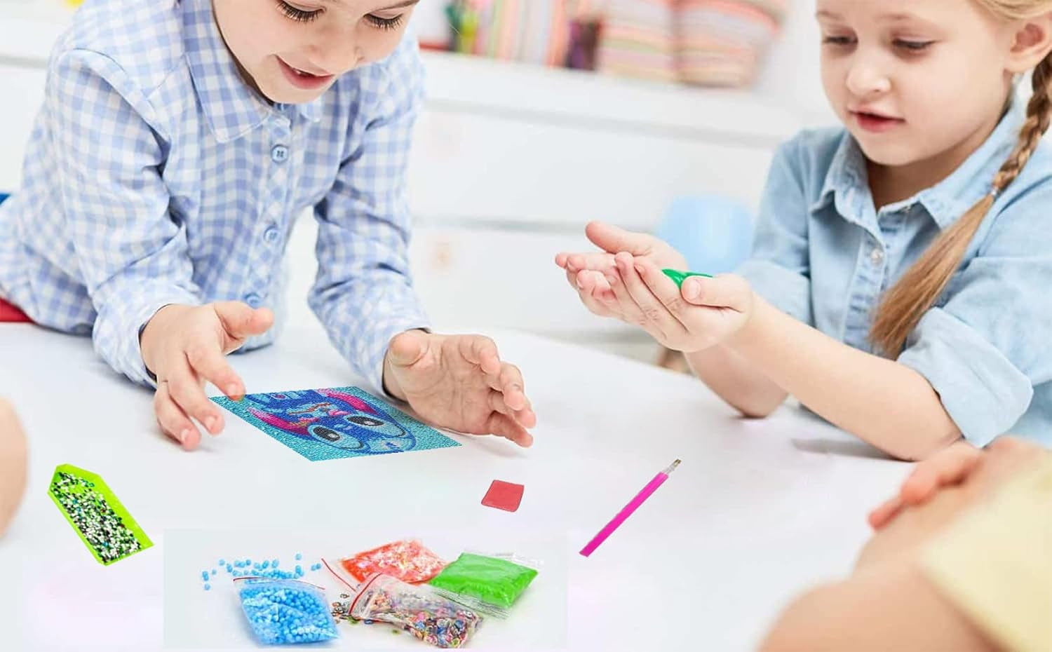 5D Diamond Painting Kits for Kids Beginners,Diy 6 Pack Diamond Art for Adults,Full Drill Crystal Rhinestone Paint by Diamond Dots,Big Gem Arts and Crafts for Kids Ages 6-8-9-12 Girls 6X6Inch