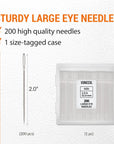 200 PCS Large Eye Heavy Duty Sewing Needles - Bulk Set of 2 Inch Big Eye Embroidery Needles - Easy to Thread Quilting Needles
