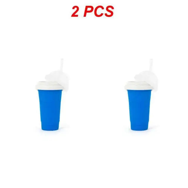 1/2PCS Quick- Smoothies Ice Cream Slushy Cup Milkshake Bottle Homemade Pinched Silicone Colorful Child-Friendly Creative