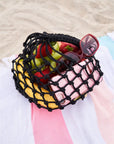 Black Net Crochet Mesh Beach Bag Handbag