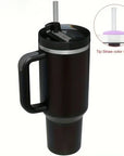 40oz stainless steel flat glass with handle and straw, sports kettle for men and women, coffee cup-perfect gift.