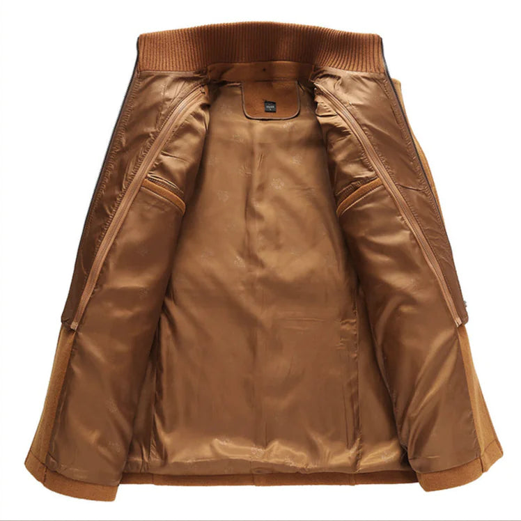 Men&#39;s Modern Double Collar Wool Coat