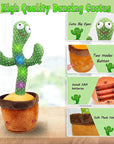 Dancing Cactus Plush Toy Doll Electronic Recording Shake With Song Funny Gift US