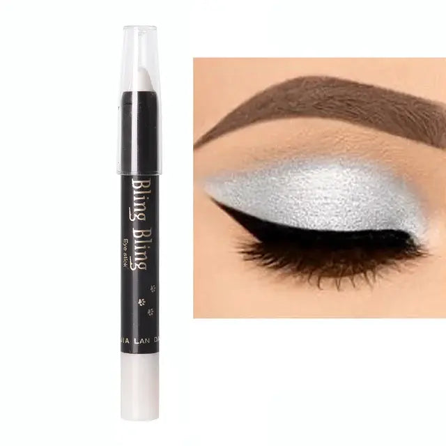 2 In 1 Glitter Pearlescent Eyeshadow Lipstick Stick Waterproof Long-lasting Glitter Eyeliner Eye Shadow Pencil Makeup Cosmetic