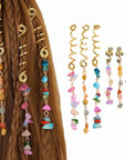 Colored Natural Stone Pendant Hair Jewelry for Braids Crystal Dreadlock Accessories Hair Charms Women Headwear Dangle Dreadlock