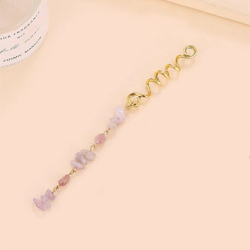 Colored Natural Stone Pendant Hair Jewelry for Braids Crystal Dreadlock Accessories Hair Charms Women Headwear Dangle Dreadlock