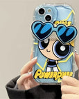 Cute Powerpuff Girls Glasses Holder Case For iPhone 15 14 13 12 11 Pro Max X XR XS 8 7 Plus SE 2020 Clear Soft Silicone Cover