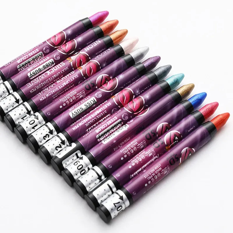 2 In 1 Glitter Pearlescent Eyeshadow Lipstick Stick Waterproof Long-lasting Glitter Eyeliner Eye Shadow Pencil Makeup Cosmetic