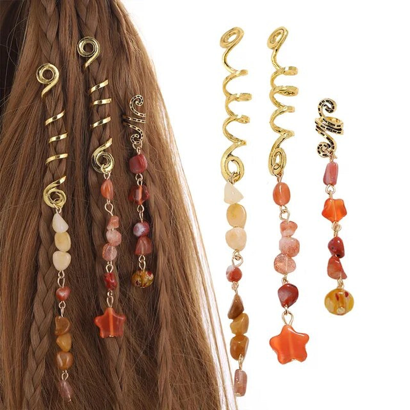 Colored Natural Stone Pendant Hair Jewelry for Braids Crystal Dreadlock Accessories Hair Charms Women Headwear Dangle Dreadlock