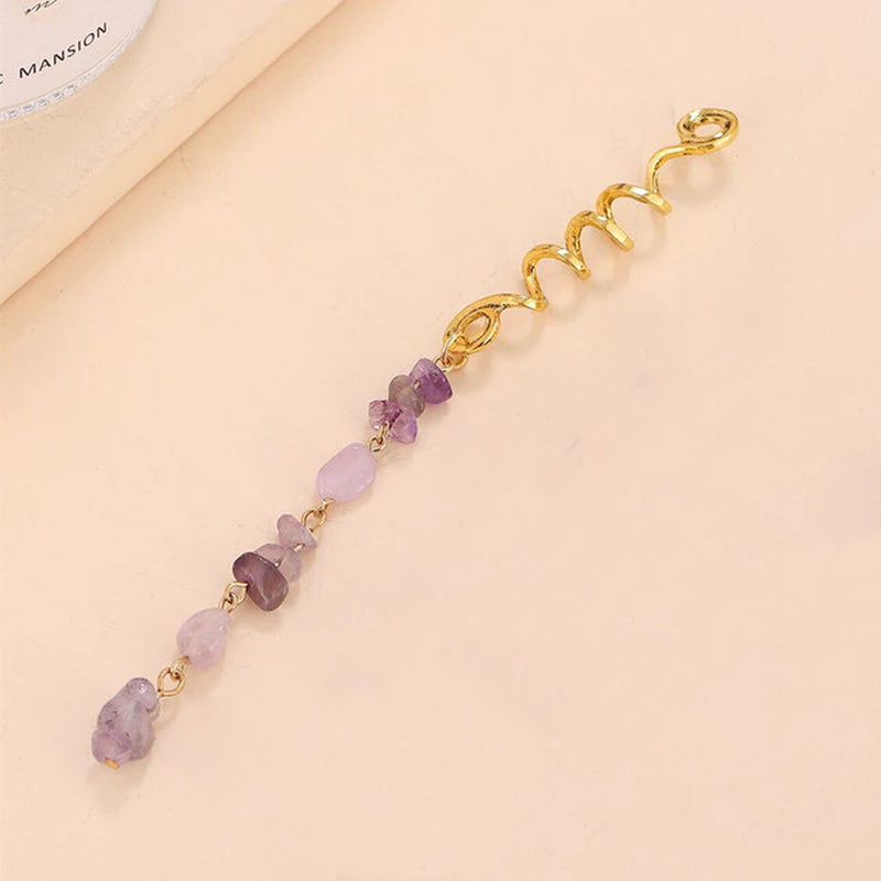 Colored Natural Stone Pendant Hair Jewelry for Braids Crystal Dreadlock Accessories Hair Charms Women Headwear Dangle Dreadlock