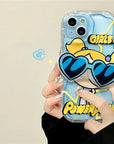 Cute Powerpuff Girls Glasses Holder Case For iPhone 15 14 13 12 11 Pro Max X XR XS 8 7 Plus SE 2020 Clear Soft Silicone Cover